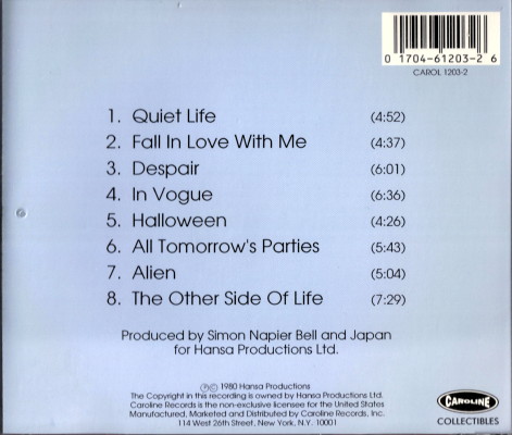 Caroline CD back